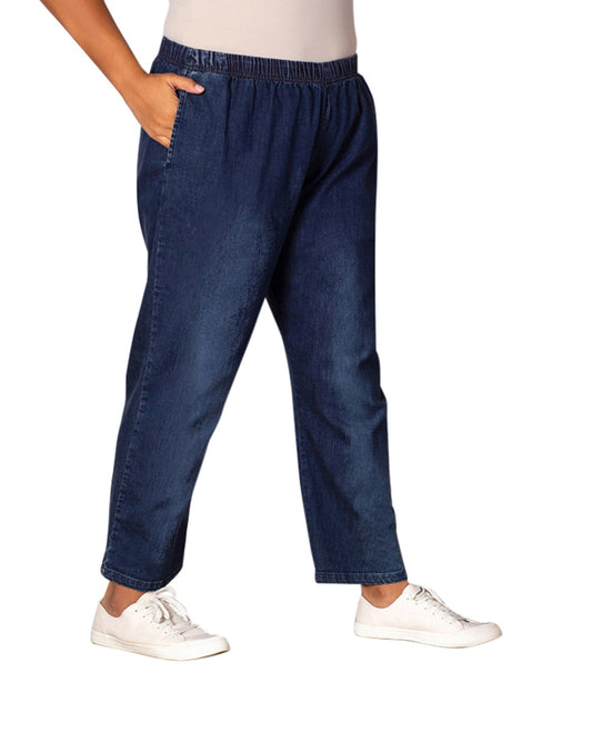 Front of Relaxed Leg Premium Cotton-Blend Denim Plus Size Jeans | 022 OTPS Dark Wash Denim