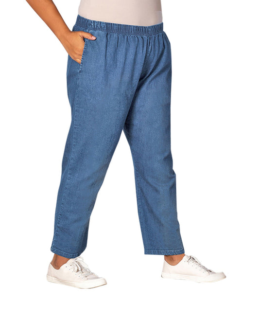 Front of Premium Relaxed Leg Cotton-Blend Denim Plus Size Jeans | 033 OTPS Light Wash Denim