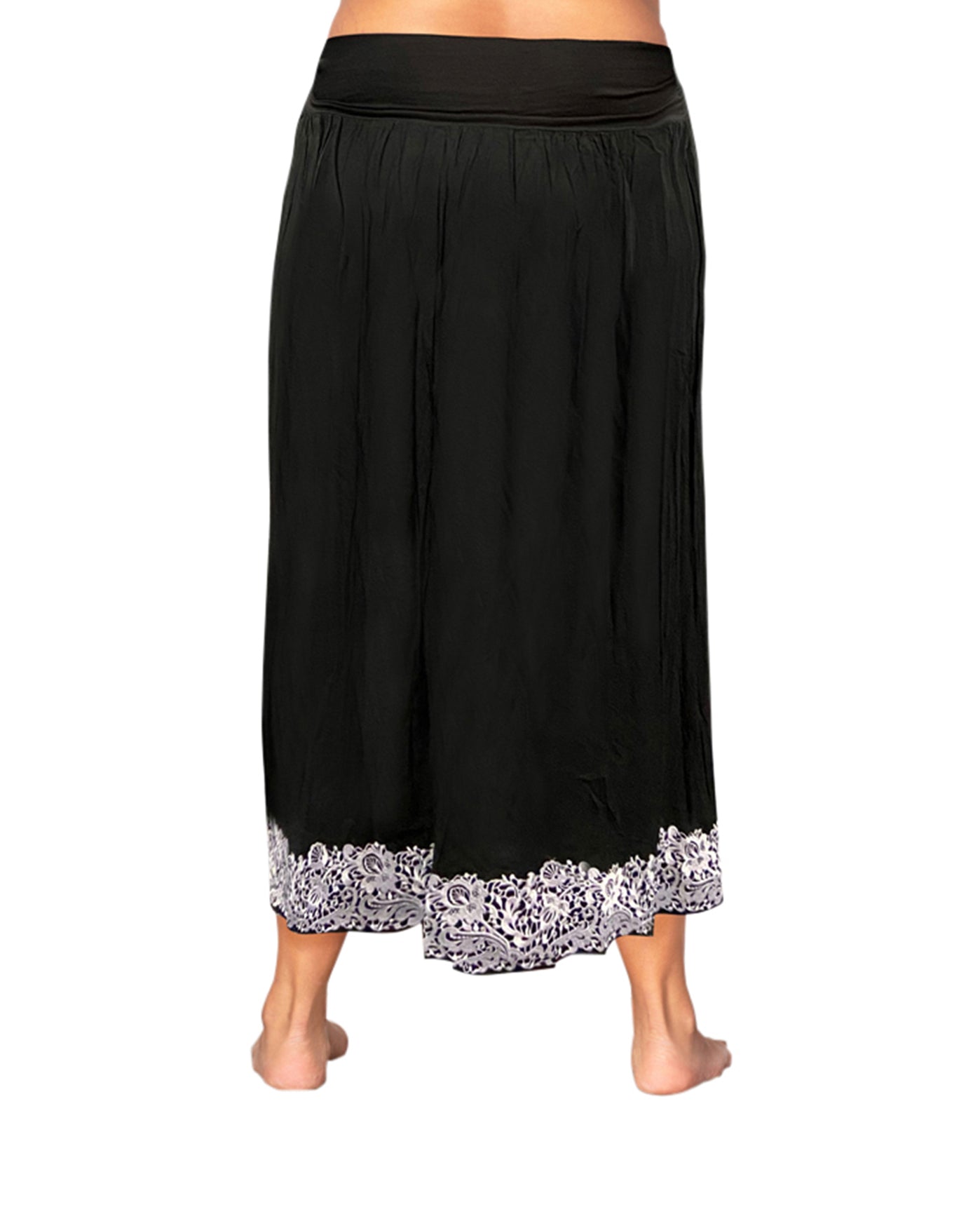 Back of Embroidered Plus Size Maxi Skirt | 229 OTPS Embroidered Black White