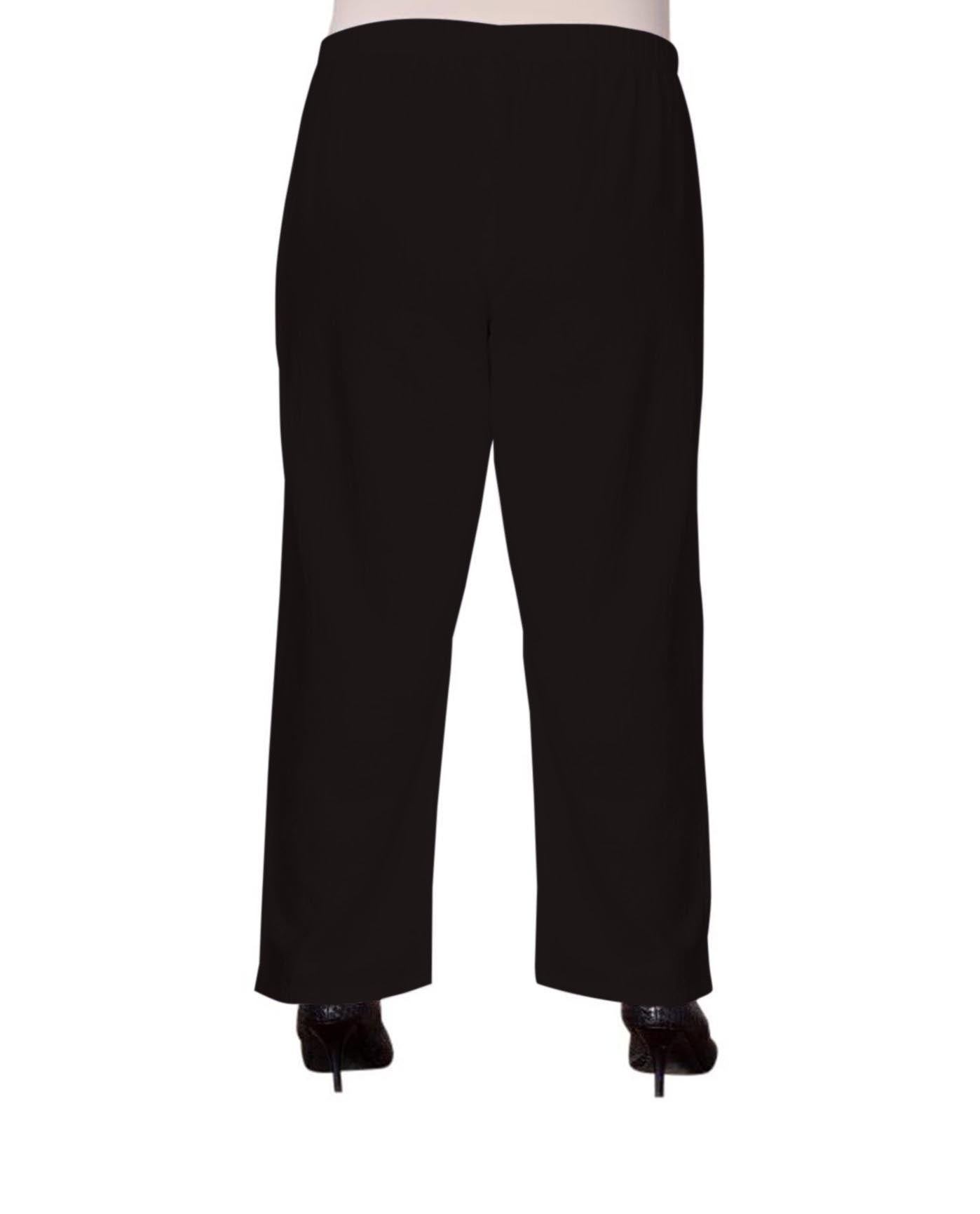 Back of Wide Leg Crinkle Cotton Plus Size Pants | BLACK OTPS Black