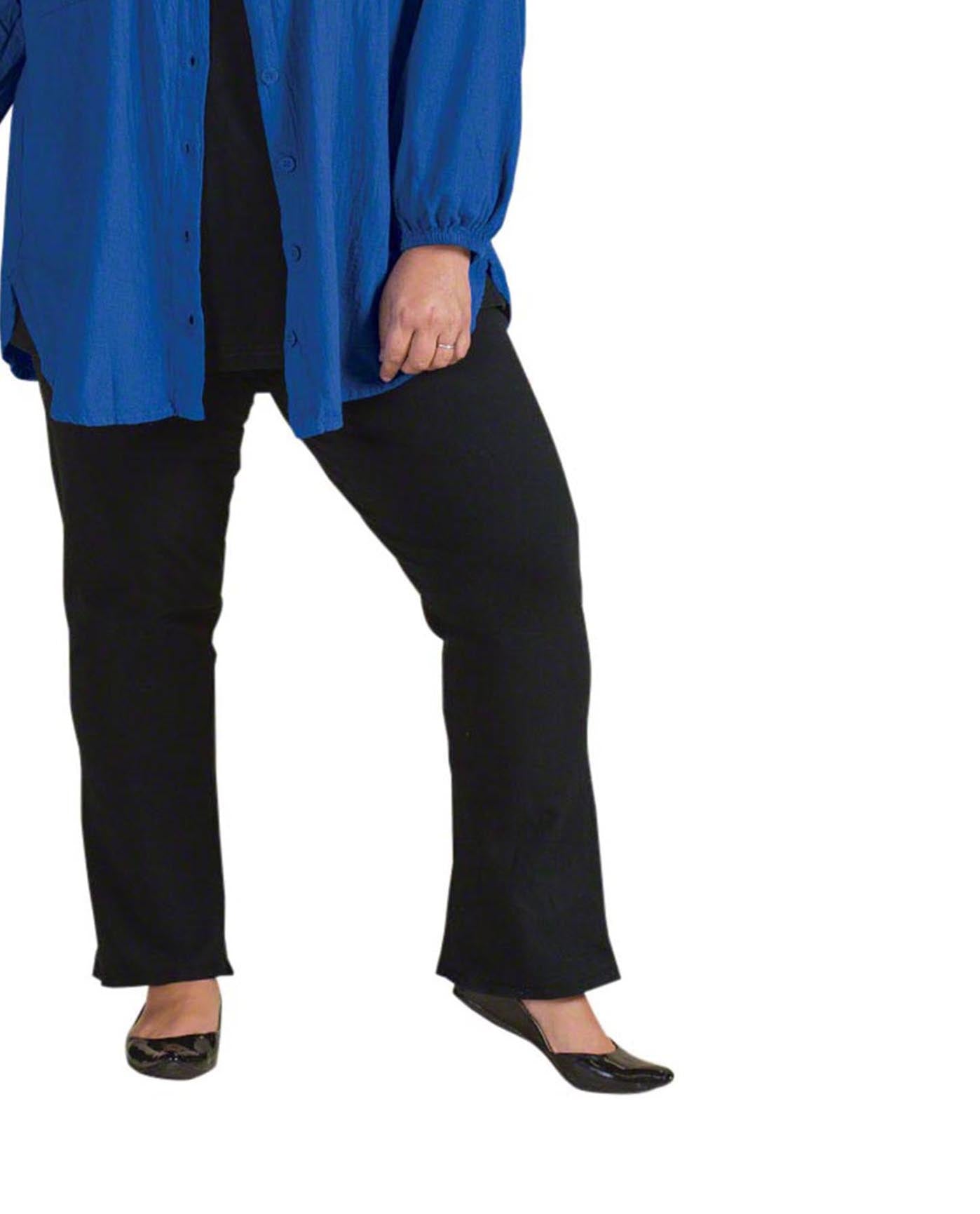 Front of Cotton Lycra Plus Size Anywhere Pants | BLACK OTPS Black