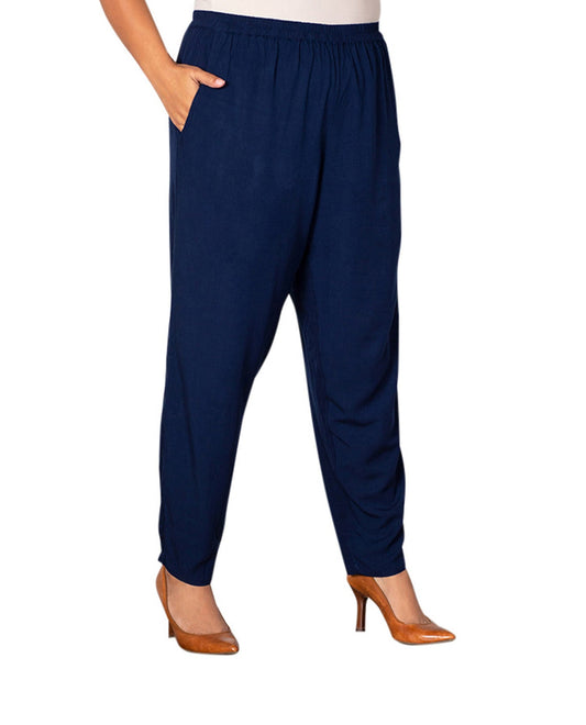Front of Essential Tailored Rayon Plus Size Pants | NAVY OTPS Navy