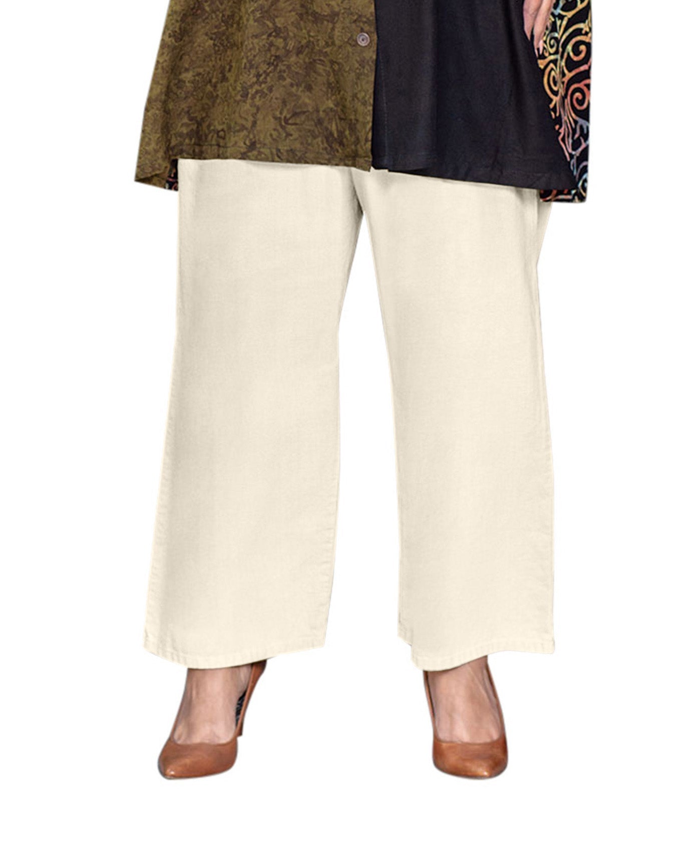 Front of Essential Wide Leg Rayon Plus Size Pants | ARCWT OTPS Arctic White