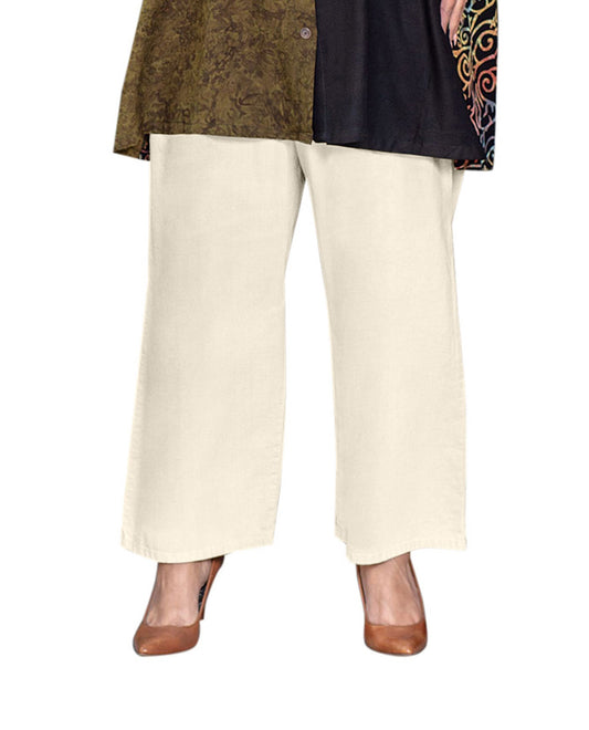 Front of Essential Wide Leg Rayon Plus Size Pants | ARCWT OTPS Arctic White