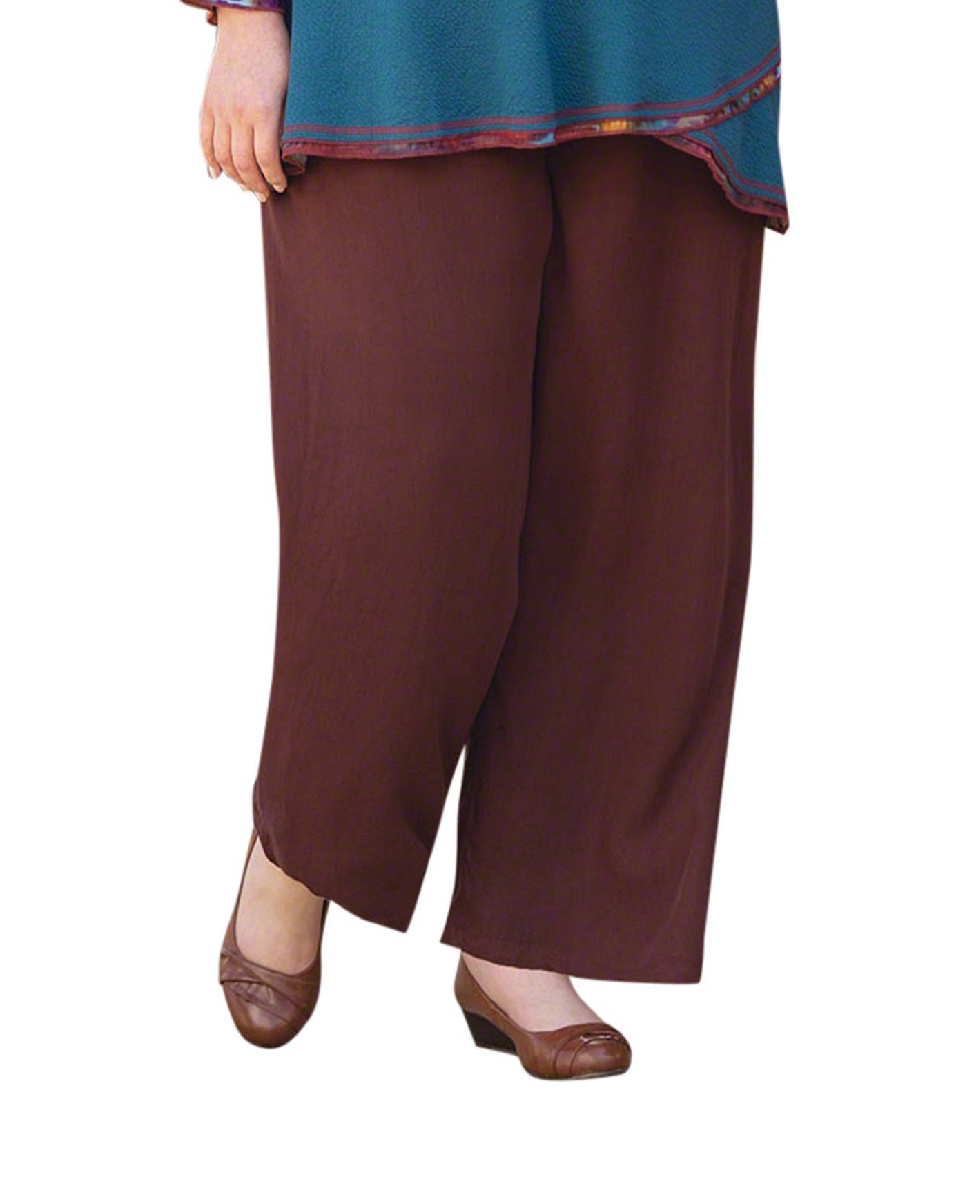 Front of Essential Wide Leg Rayon Plus Size Pants | COCOA OTPS Cocoa