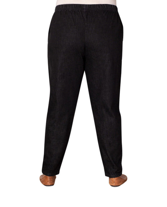 Back of Tailored Cotton-Blend Denim Petite Plus Size Jeans | BLACK OTPS Black