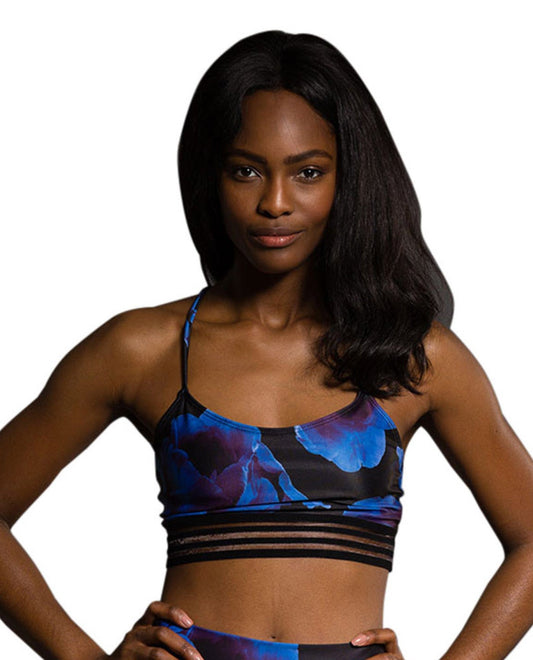 Front View of Onzie Midnight Anemone Ritz Low Impact Sports Bra | ONZ MIDNIGHT ANEMONE