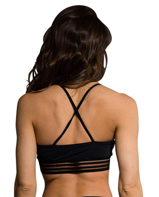 Back View of Onzie Black Ritz Low Impact Sports Bra | ONZ BLACK