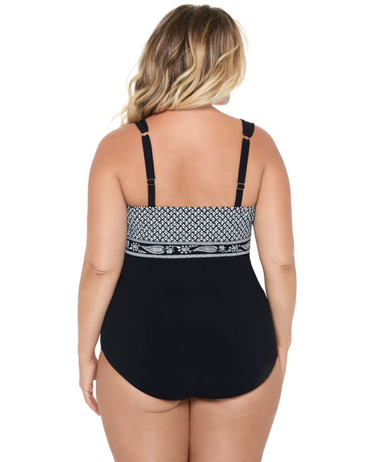 Back View of Christina Jardin Secret Plus Size Bandeau One Piece Swimsuit |  CHR BLACK