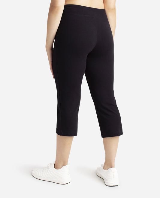 Back View Of Danskin Black Sleek Fit Crop Pant | DSK BLACK