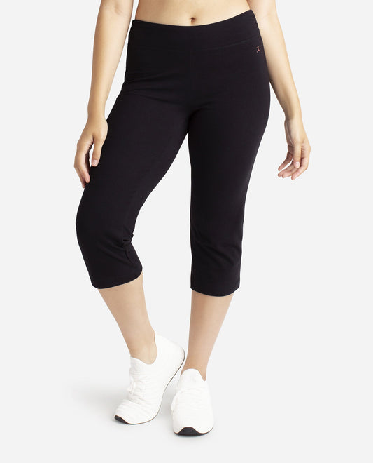 Front View Of Danskin Black Sleek Fit Crop Pant | DSK BLACK