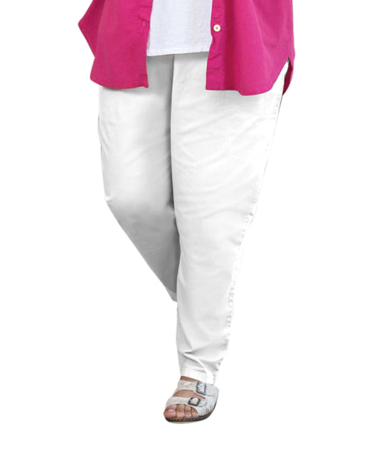 Front of Tailored Stretch Twill Plus Size Pants | WHITE OTPS White
