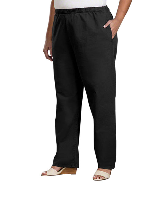 Front of Relaxed Stretch Twill Plus Size Pants | BLACK OTPS Black