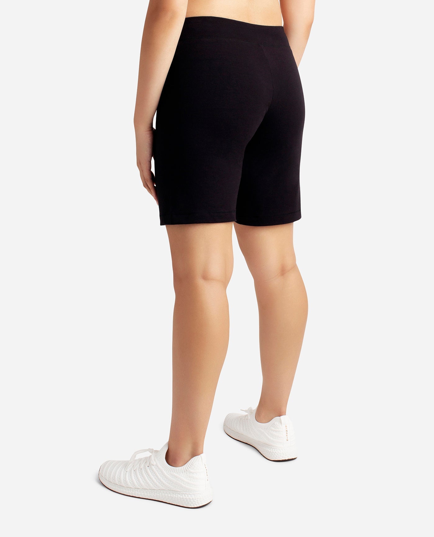 Back View Of Danskin Black Essential Side Shirred Bermuda Short | DSK BLACK