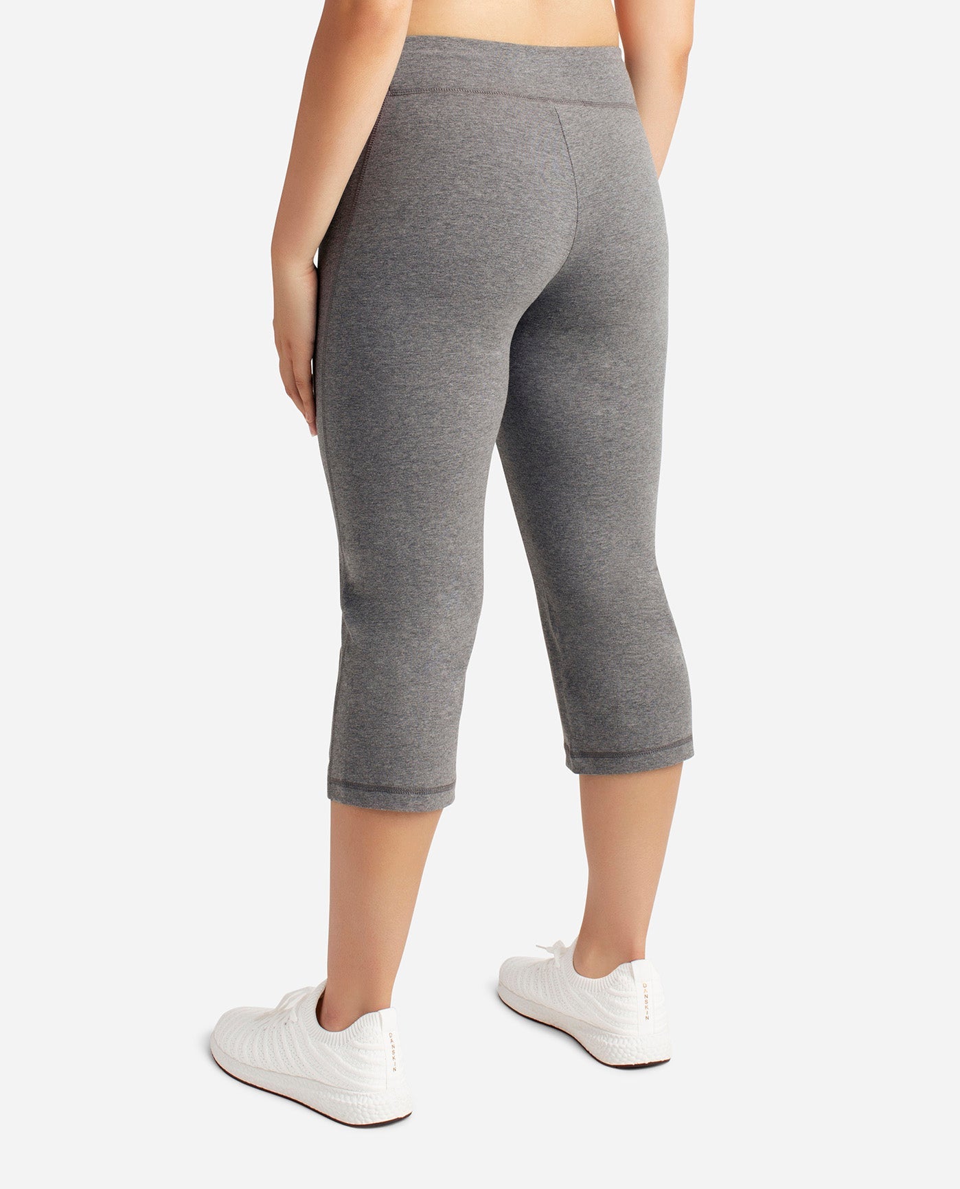 Back View Of Danskin Charcoal Grey Heather Everyday Basic Capri Pant | DSK CHARCOAL GREY HEATHER