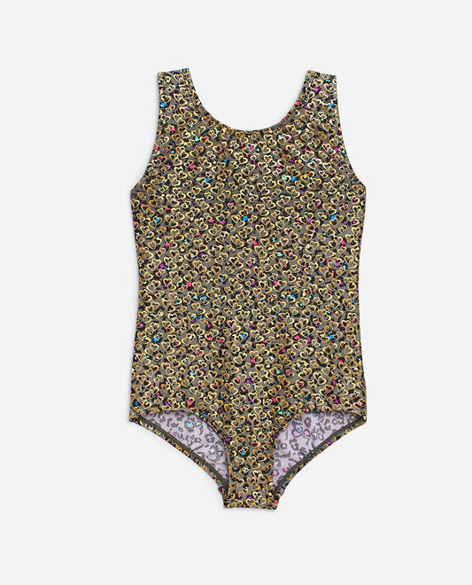Front View Of Danskin Multi Hearts Girl'S Classic Gymnastics Leotard | DSK MULTI HEARTS