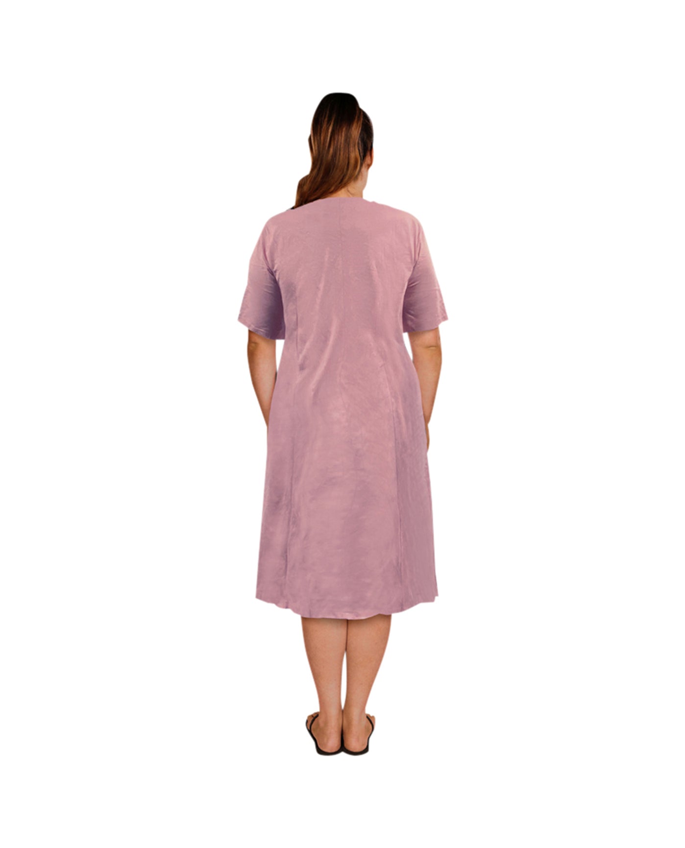 Back of 100% Cotton Ultra Soft Short Sleeve Plus Size Sleep Tee | 040 OTPS Dusty Rose