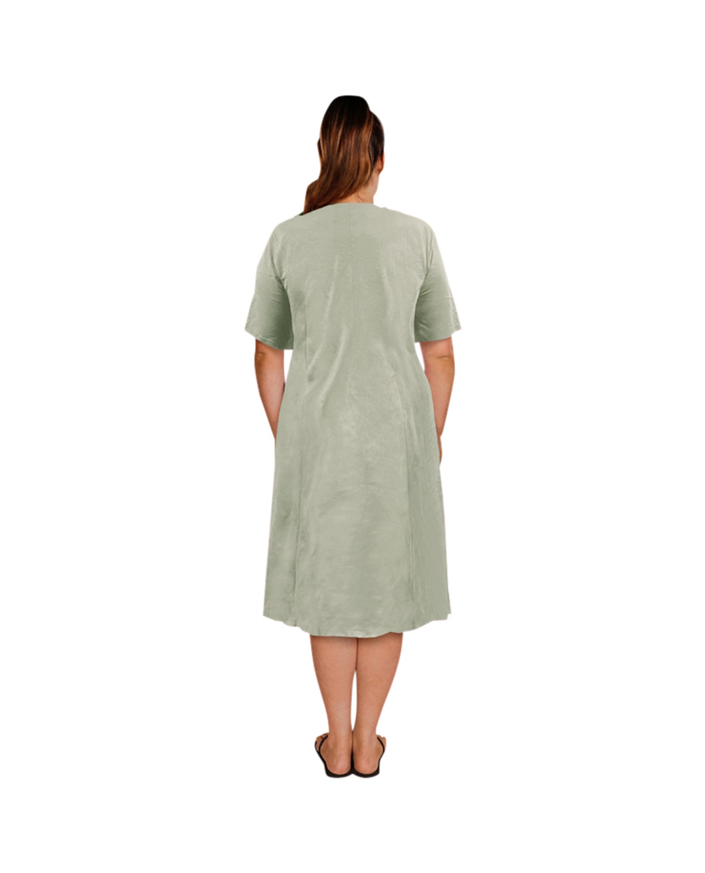 Back of 100% Cotton Ultra Soft Short Sleeve Plus Size Sleep Tee | 049 OTPS Sage Green