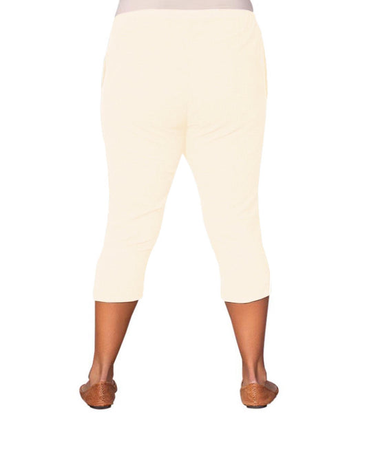 Back of Crinkle Cotton Plus Size Crop Pants | ARCWT OTPS Arctic White