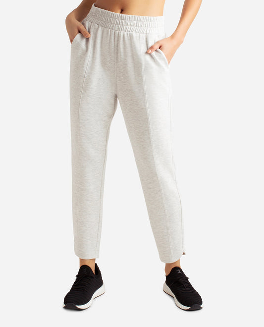 Front View of Danskin Silver Heather Dolphin Hem Jogger | DSK Silver Heather