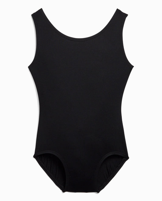Front View Of Danskin Black Girl'S Nylon High Neck Tank Leotard | DSK BLACK