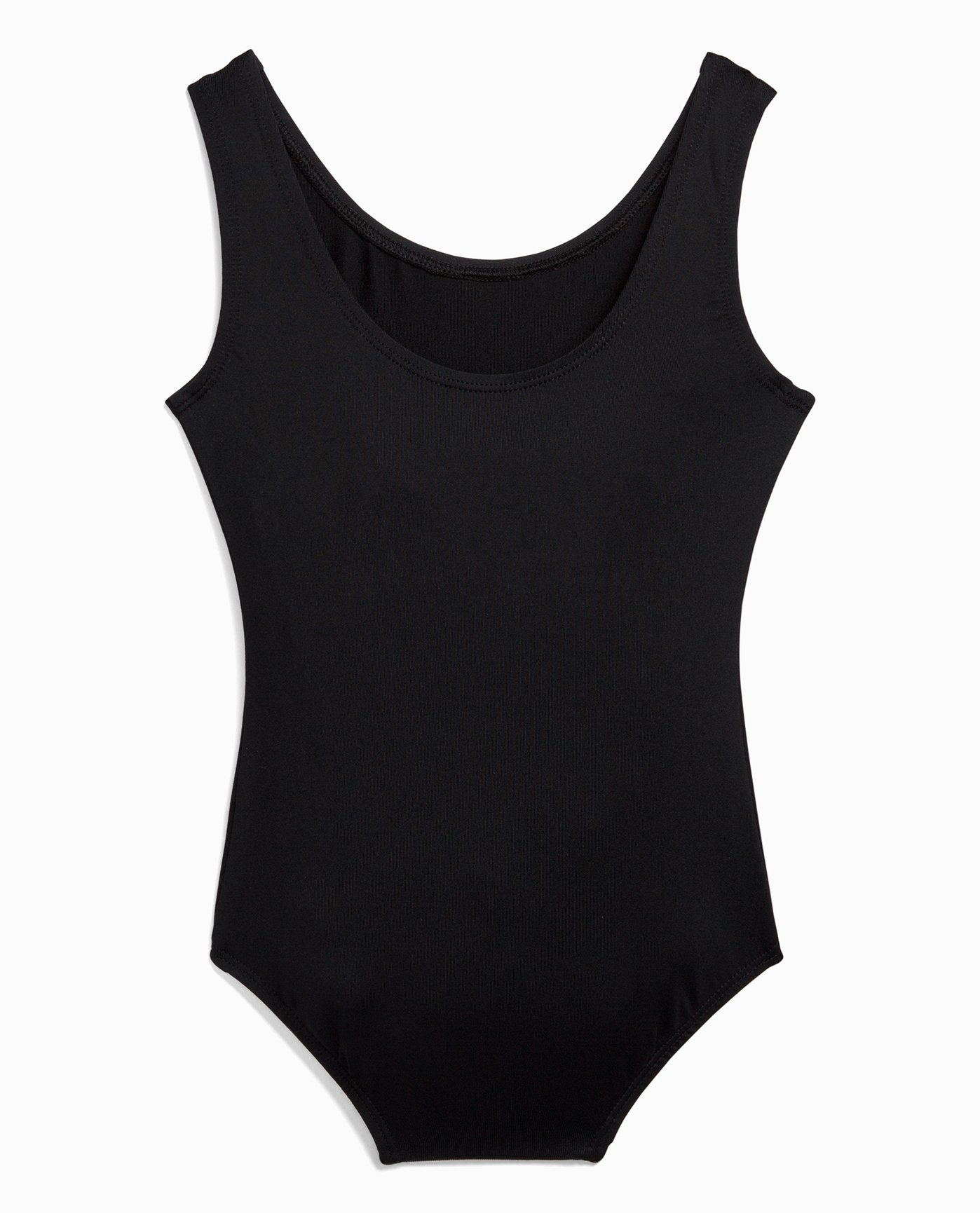 Back View Of Danskin Black Girl'S Nylon High Neck Tank Leotard | DSK BLACK