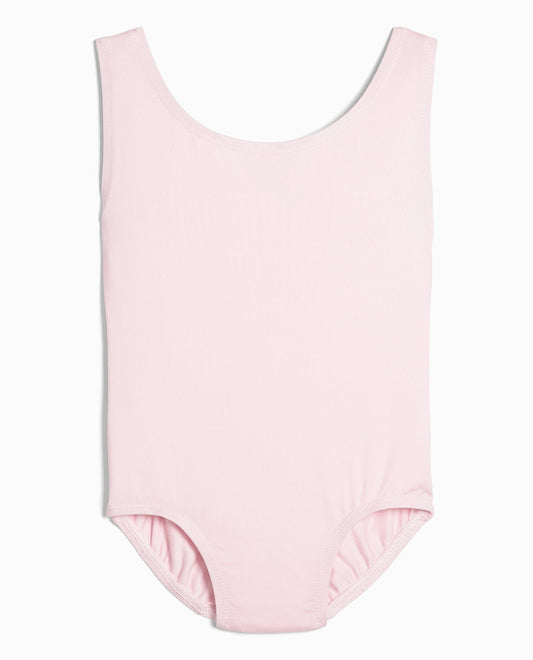 Front View Of Danskin Petal Pink Girl'S Nylon High Neck Tank Leotard | DSK PETAL PINK