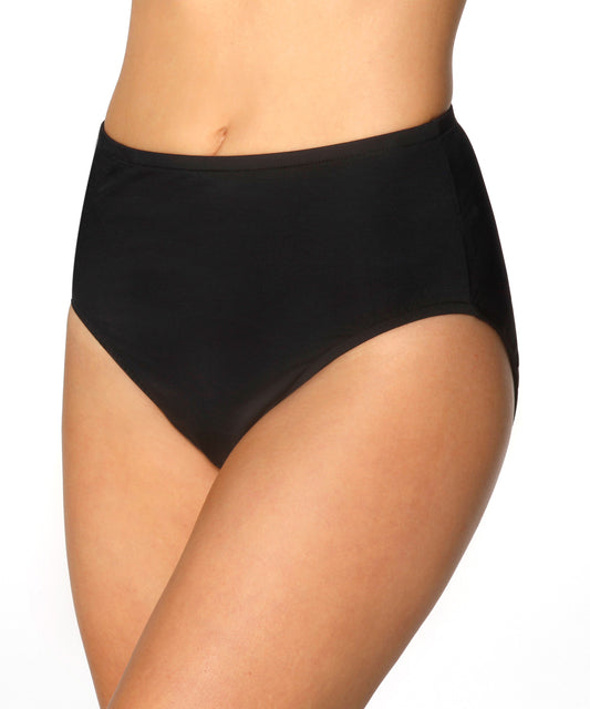 Front View Of Miraclesuit Black Classic Brief Swim Bottom | MIR Black
