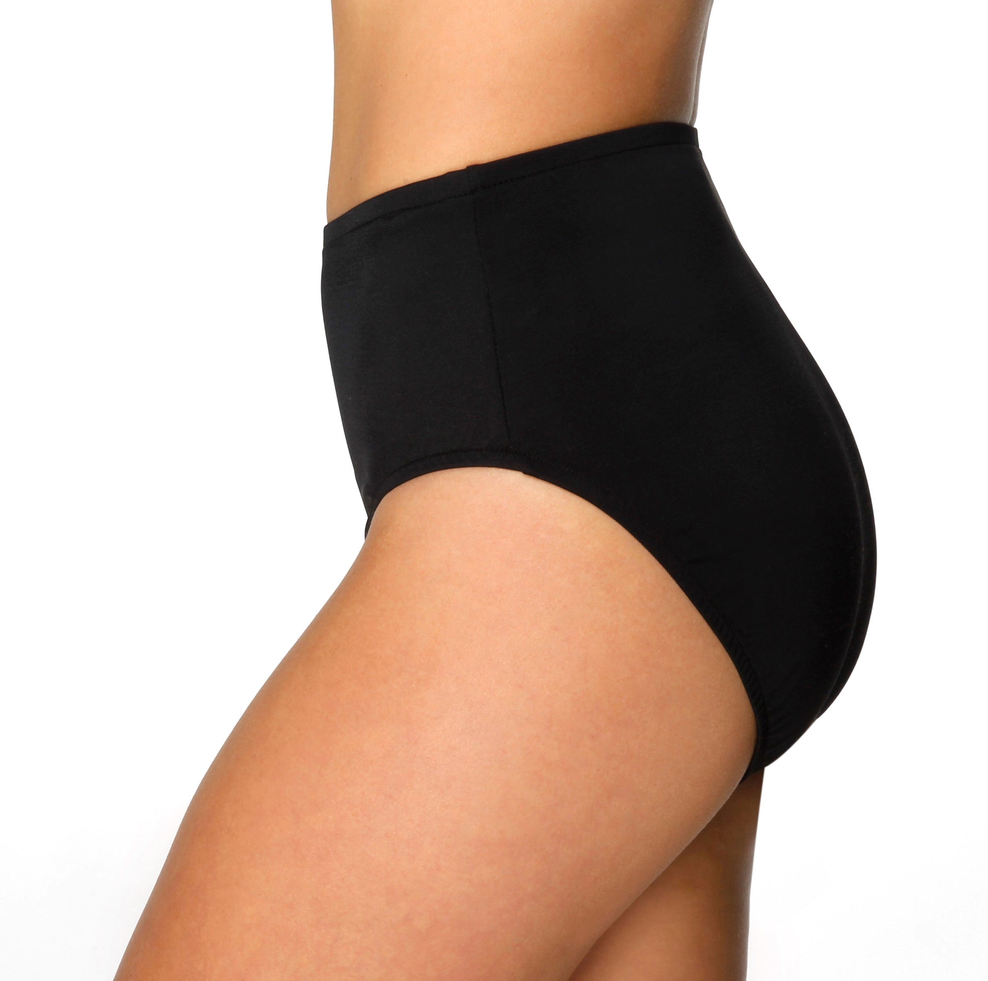 Side View Of Miraclesuit Black Classic Brief Swim Bottom | MIR Black