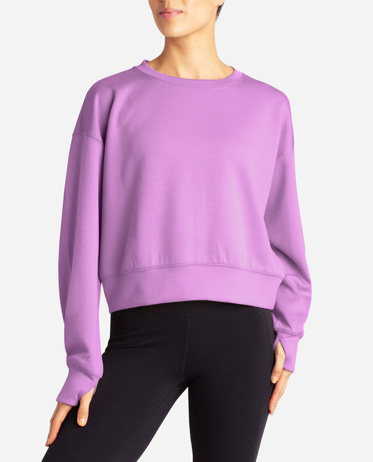 Front View Of Danskin Orchid Scuba Rib Luxury Sweat | DSK ORCHID