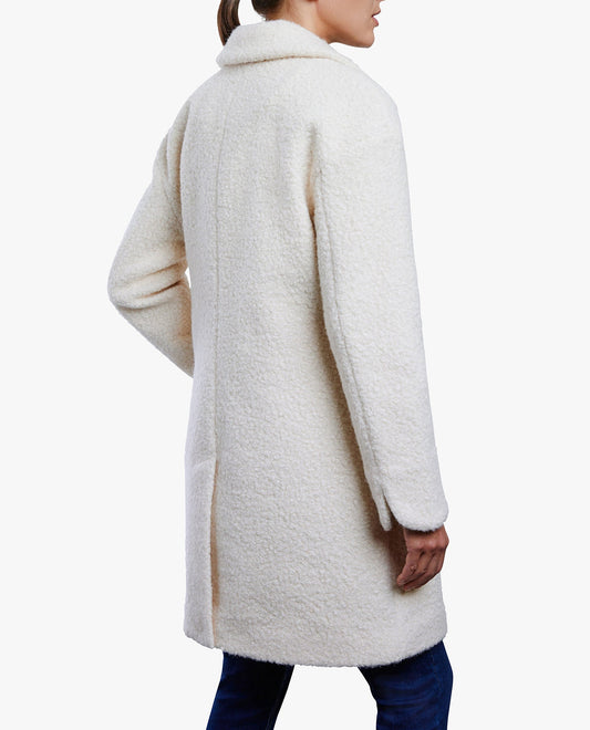 Back View of London Fog Single Button-Front 35" Peacoat | LF CREAM