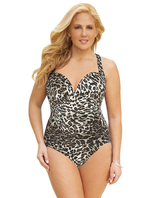 Front View of Penbrooke Catwalk Plus Size Sweetheart One Piece Swimsuit |  PEN CATWALK