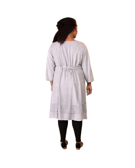 Back of Eden 3/4 Sleeve Plus Size Dress | GRAY OTPS Gray