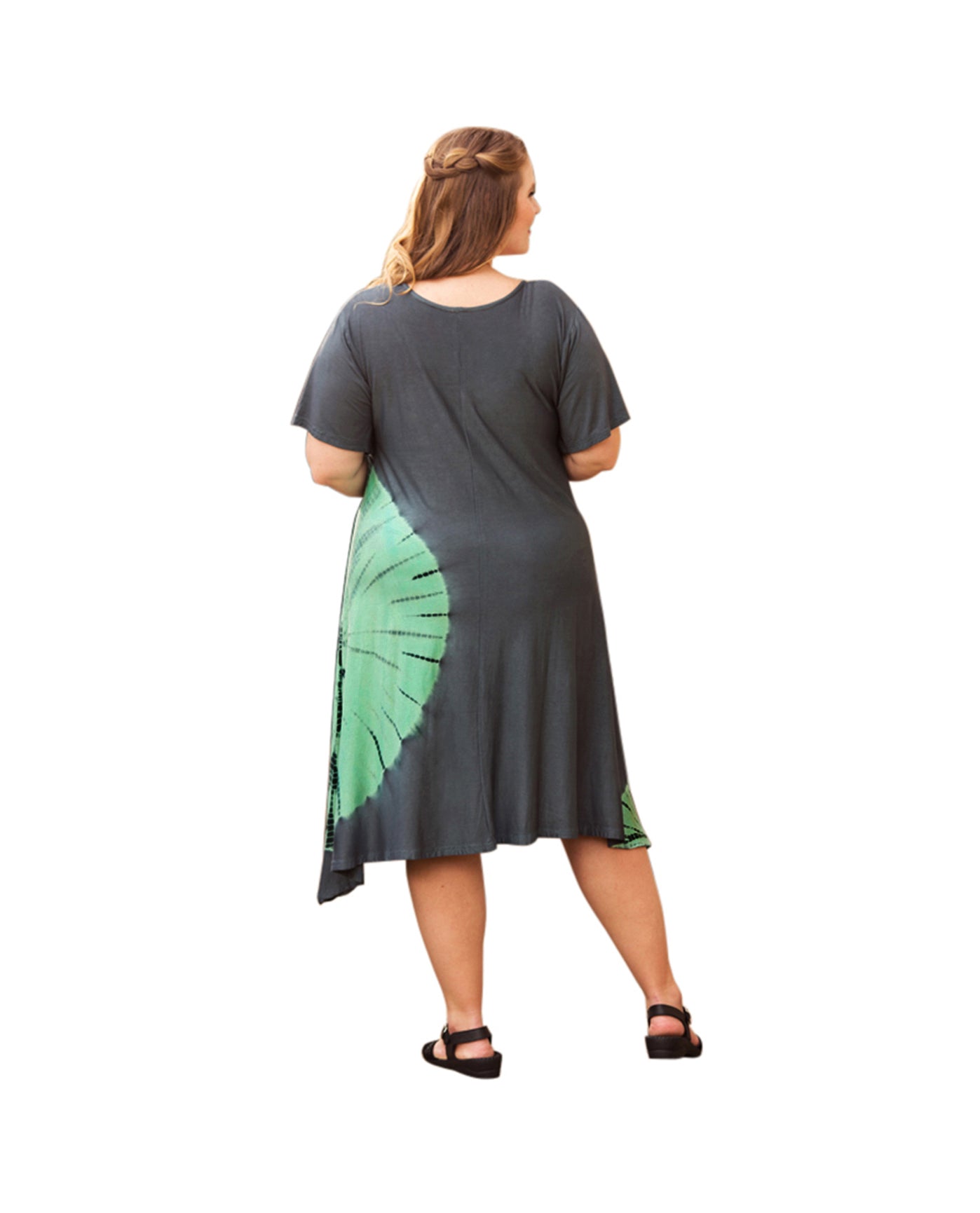 Back of Tie Dye Short Sleeve Plus Size Dress | MINT OTPS Mint Tie Dye