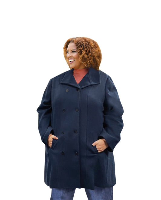 Front of Long Sleeve Plus Size Peacoat | 019 OTPS Navy