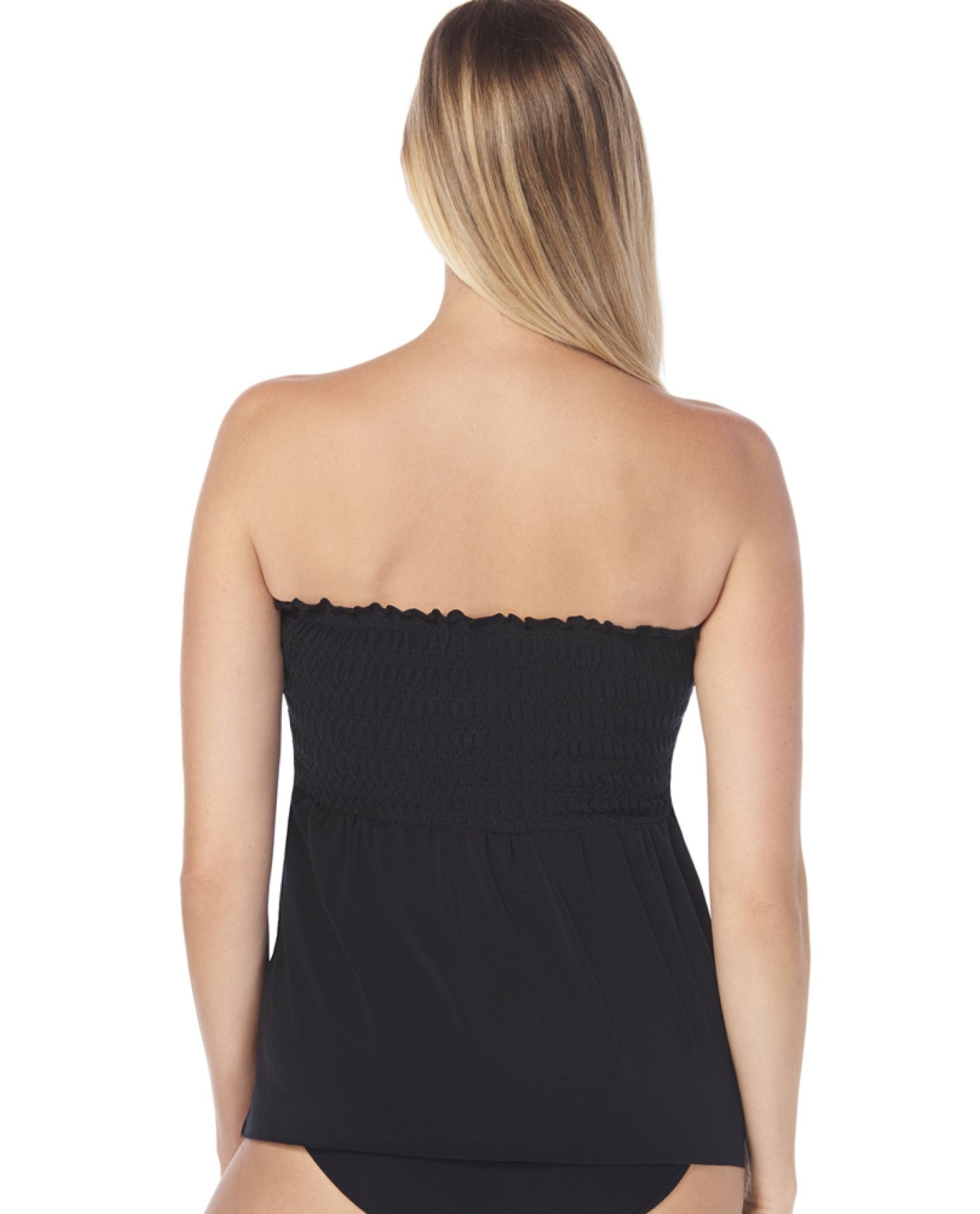 Back View of Magicsuit Black Kelly Bandeau Tankini Top | MAG BLACK