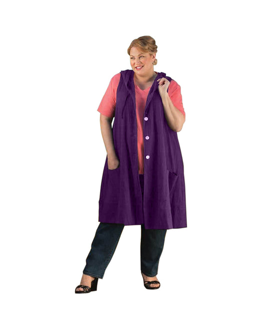 Front of Crinkle Cotton Solid Sleeveless Plus Size Vest | AUBER OTPS Purple