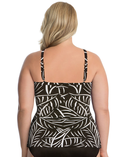 Back View of Miraclesuit Hard To Be Leaf Plus Size Love Knot Underwire Tankini Top | MIR Hard To Be Leaf