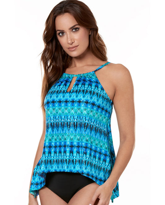 Front View of Miraclesuit Cabana Chic Peephole Tankini Top | MIR Cabana Chic