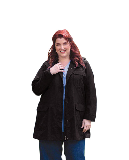 Front of Spencer Long Sleeve Plus Size Jacket | BLACK OTPS Black Spencer