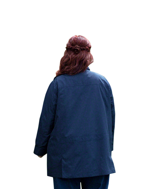 Back of Spencer Long Sleeve Plus Size Jacket | NAVY OTPS Navy Spencer