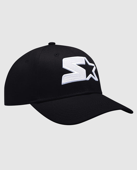 Front View of Starter Black Breeze Snapback Hat | STR BLACK