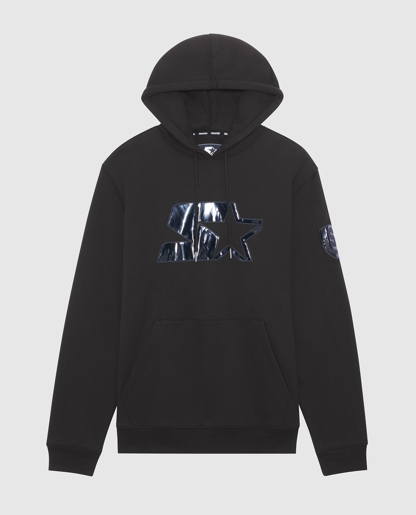 Front View of Starter Black Clint Pullover Hoodie | STR BLACK