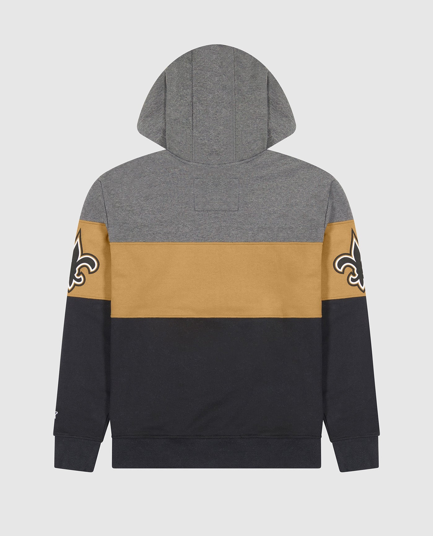 Back View of Starter Gold And Black New Orleans Saints Pullover Hoodie | STR NEW ORLEANS SAINTS GOLD AND BLACK