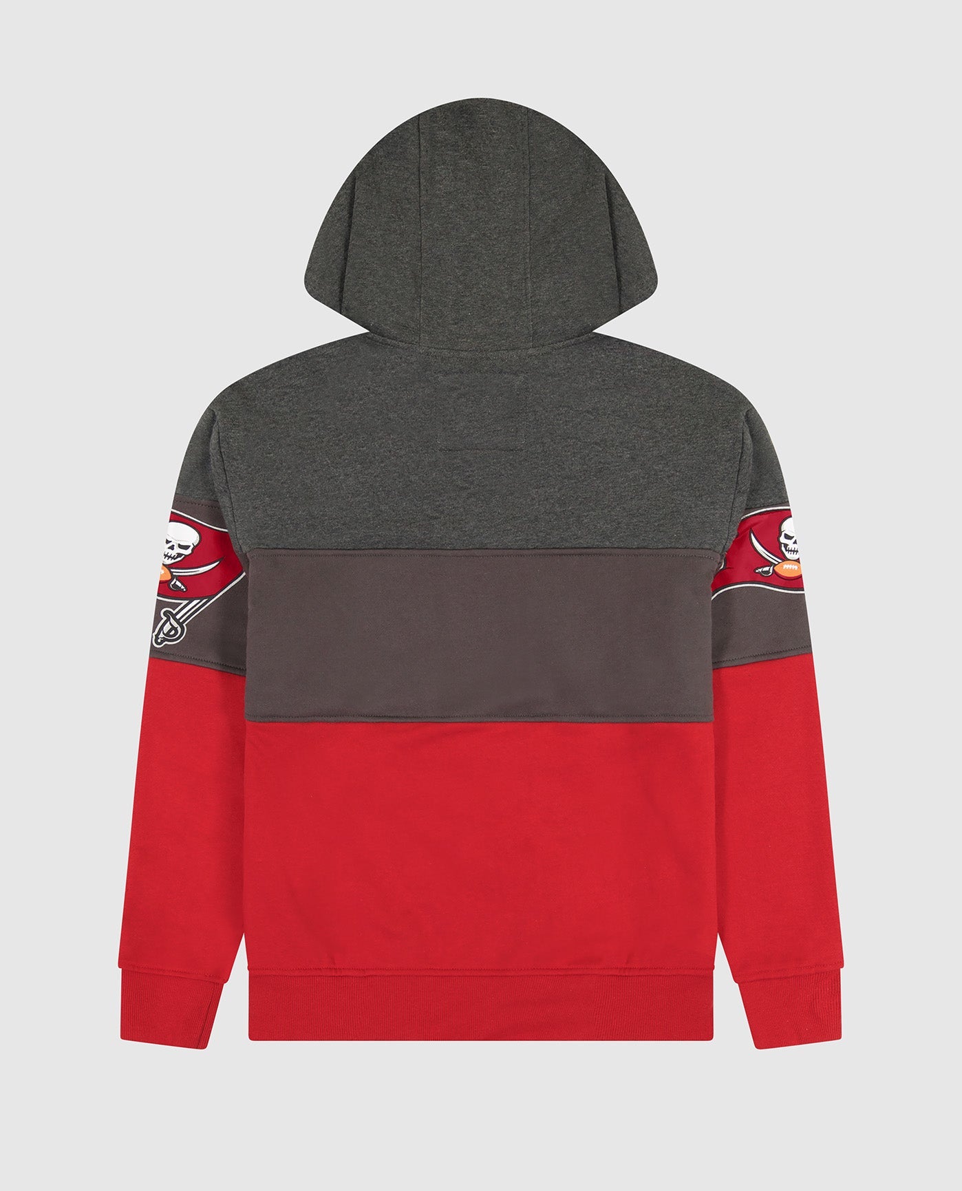 Back View of Starter Grey And Red Tampa Bay Buccaneers Pullover Hoodie | STR TAMPA BAY BUCCANEERS GREY AND RED