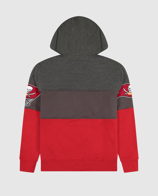 Back View of Starter Grey And Red Tampa Bay Buccaneers Pullover Hoodie | STR TAMPA BAY BUCCANEERS GREY AND RED