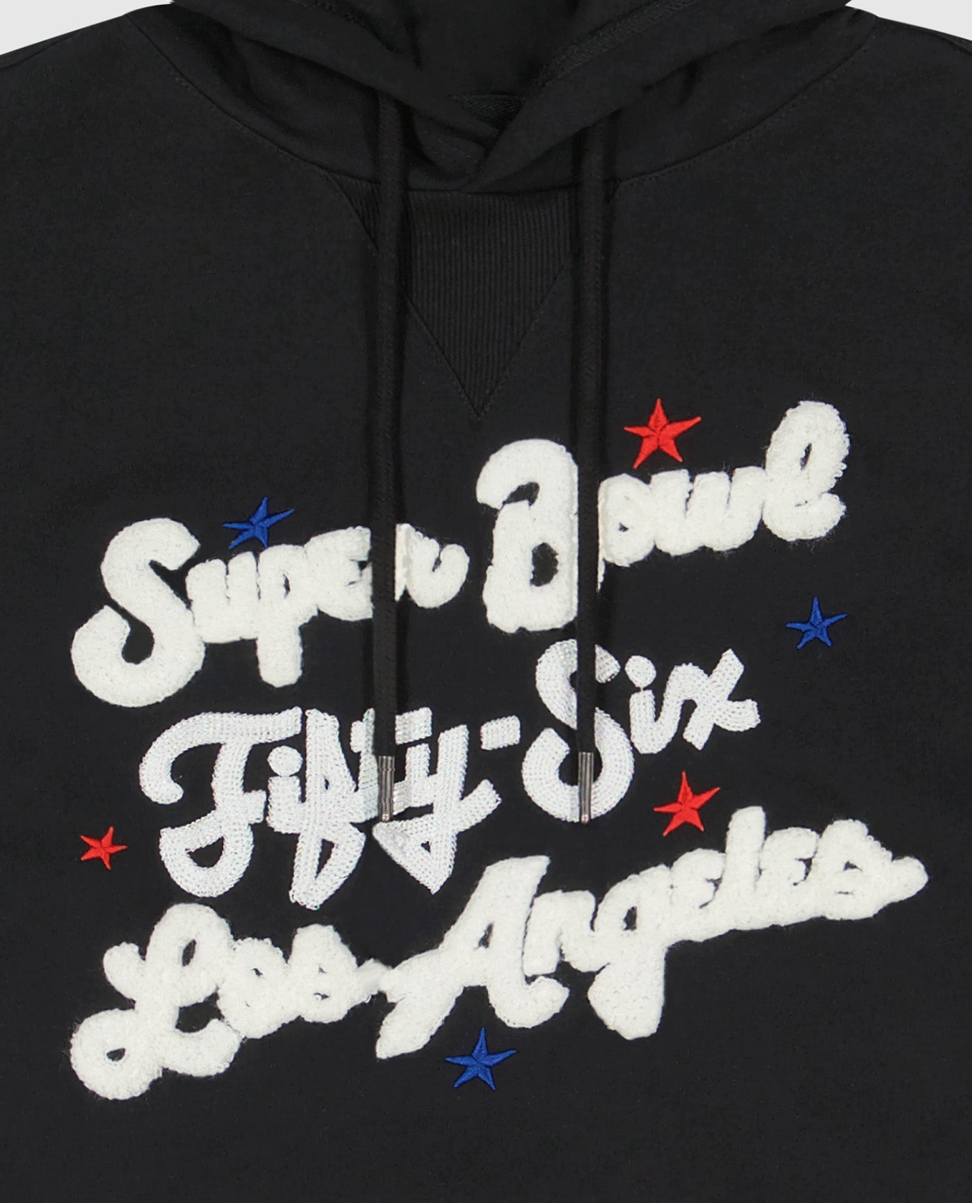 Side View of Starter Black Super Bowl Lvi Pullover Hoodie | STR SUPER BOWL LVI BLACK