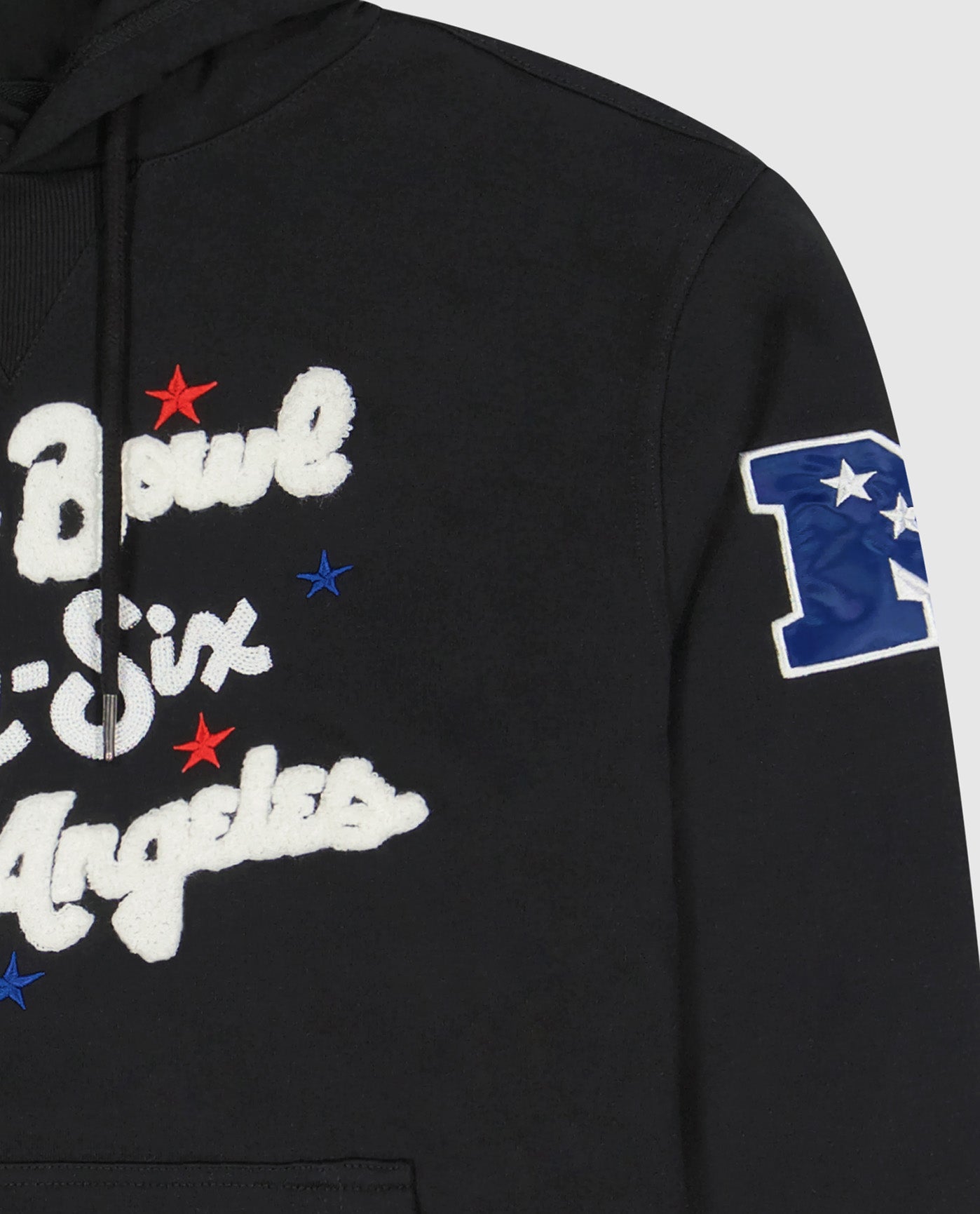 Detail View of Starter Black Super Bowl Lvi Pullover Hoodie | STR SUPER BOWL LVI BLACK