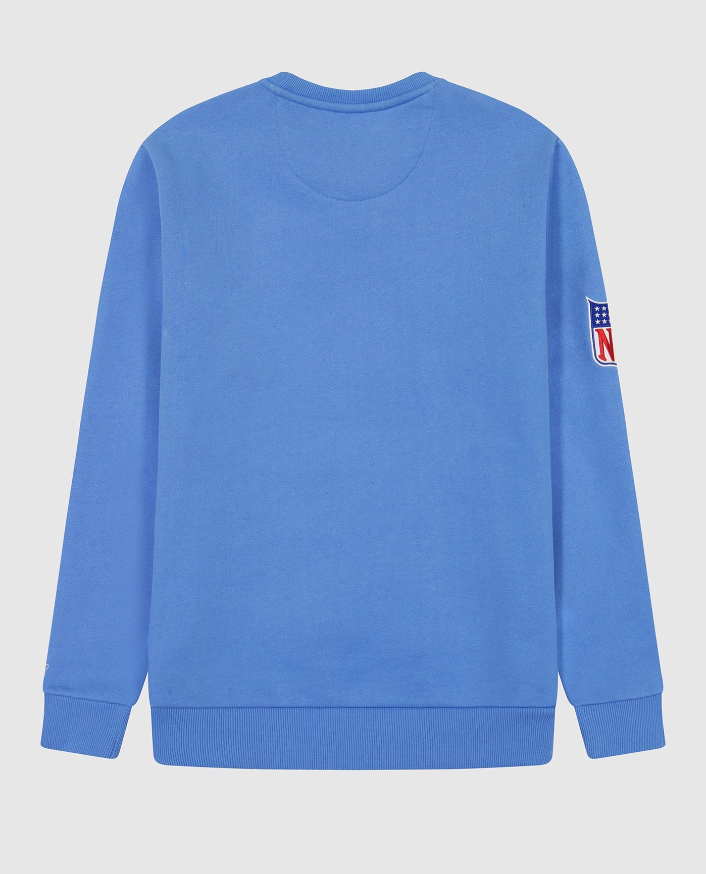 Back View of Starter Light Blue Houston Oilers Crew Neck Sweatshirt With Zip Pockets | STR HOUSTON OILERS LIGHT BLUE