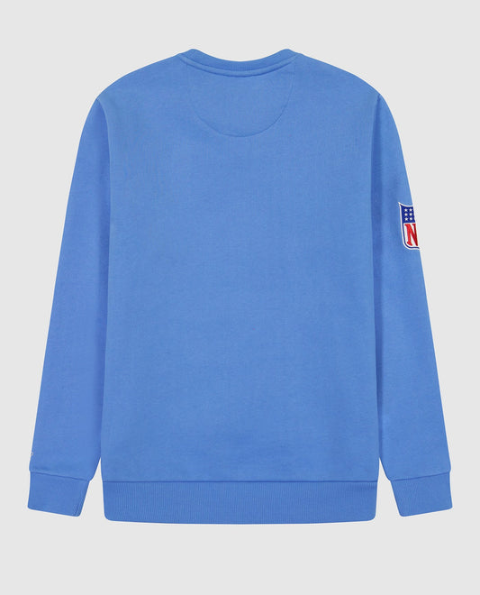 Back View of Starter Light Blue Houston Oilers Crew Neck Sweatshirt With Zip Pockets | STR HOUSTON OILERS LIGHT BLUE